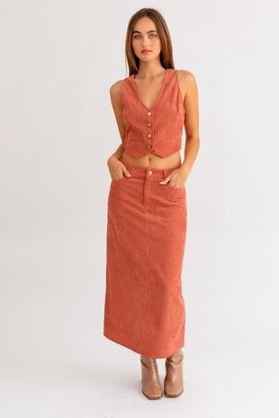 Corduroy skirt rust best sale