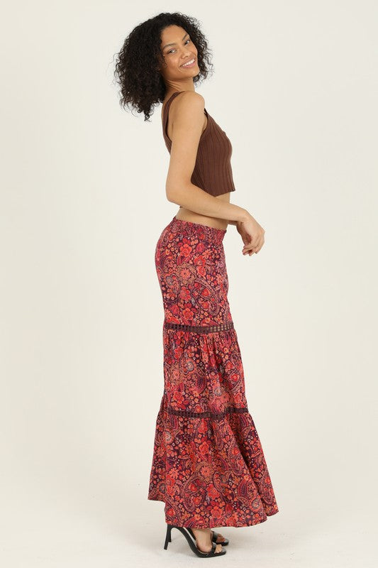 Paisley Plum Wide Leg Bottoms