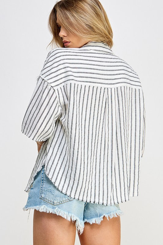 Striped Organic Linen Top