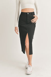 Filled With Joy Black Slit Skirt