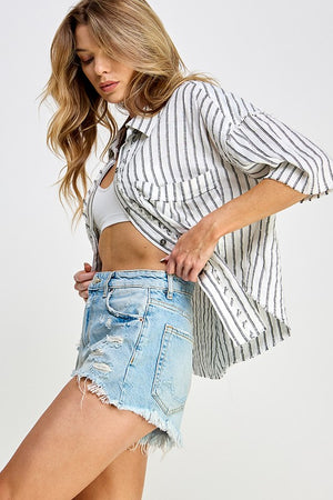 Striped Organic Linen Top