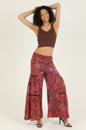 Paisley Plum Wide Leg Bottoms