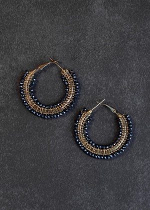 Sapphire Blue Beaded Earrings